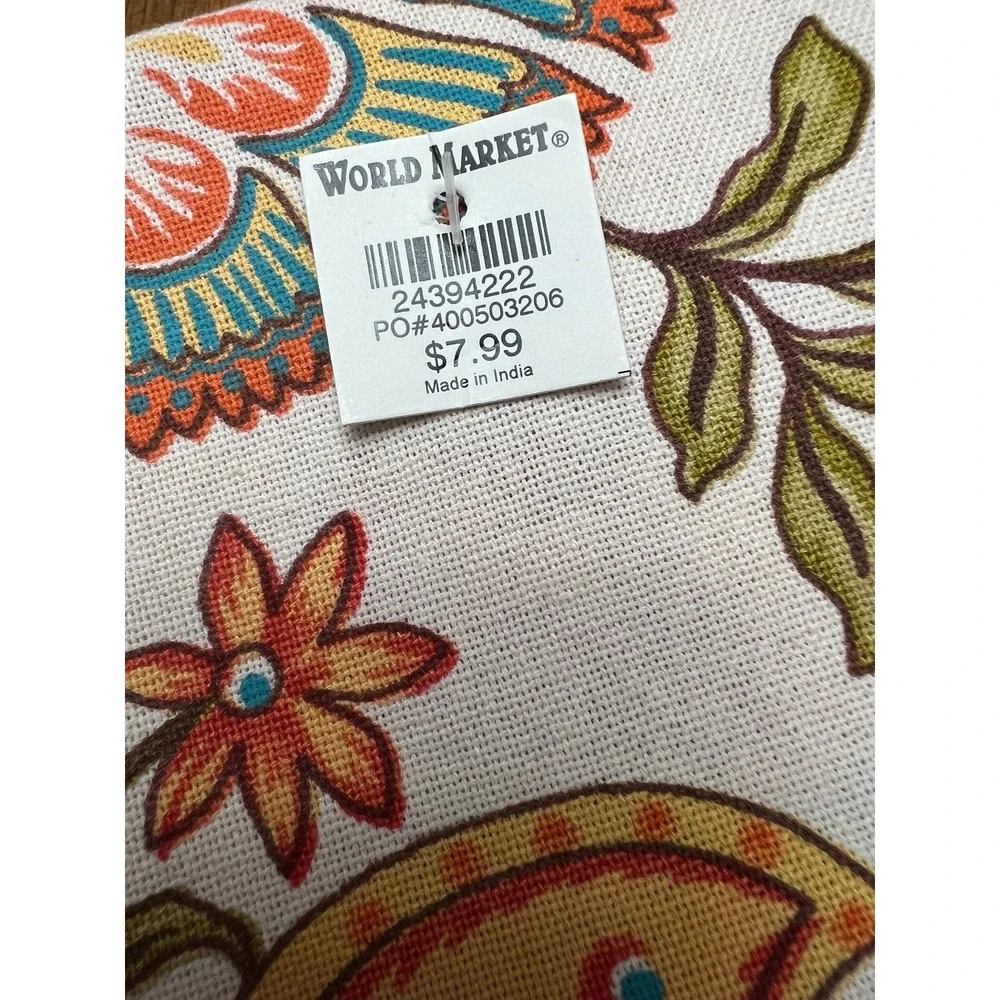 World Market Tea Towels Set of 2 Red Floral Paisley 20x28 Brand New Boho Kitchen